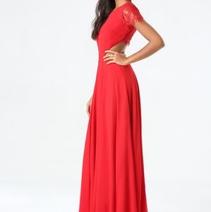 NWT red Bebe lace back dress